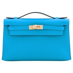 Kelly Pochette Blue Frida Bleu Gold Hardware